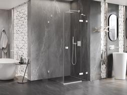 Mexen Lunar douchecabine scharnierend rechts 90 x 90 cm, transparant, wit - 834-090-090-20-00-P