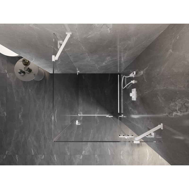 Mexen Lunar cabine de duche de vidro pivotante direita 90 x 90 cm, transparente, branca - 834-090-090-20-00-P