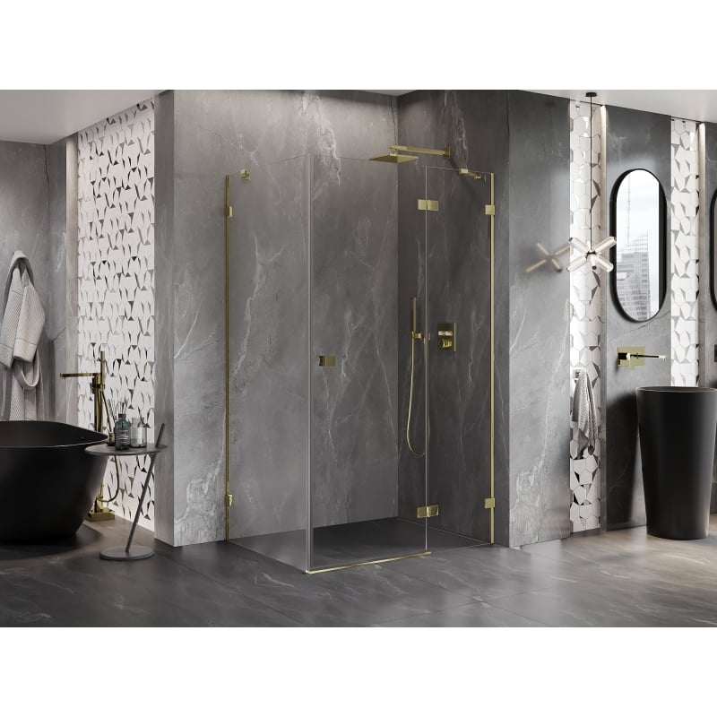Mexen Lunari dušinurk, parempoolne, 85 x 80 cm, läbipaistev, kuldne - 834-085-080-50-00-P