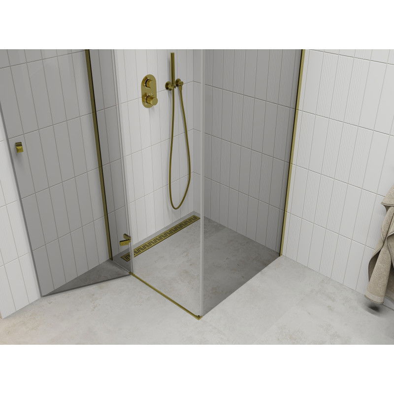 Mexen Roma cabine de douche pivotante 70 x 70 cm, transparent, doré - 854-070-070-50-00
