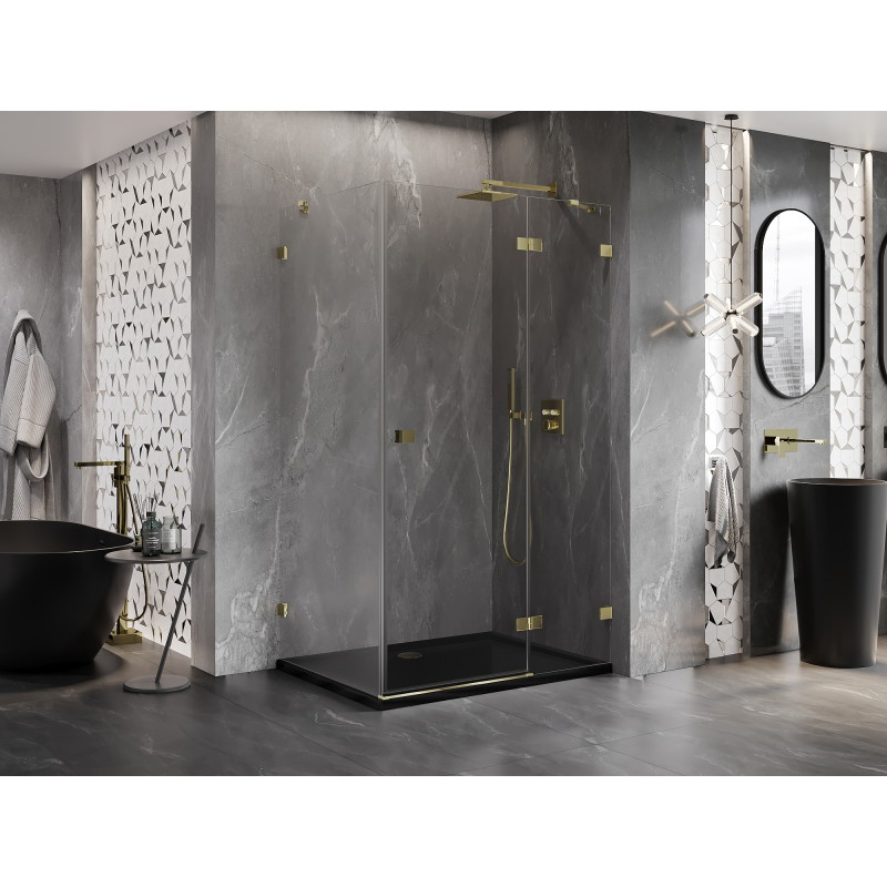 Mexen Lunar dušinurk, parempoolne 90 x 80 cm, läbipaistev, kuldne - 834-090-080-50-00-P