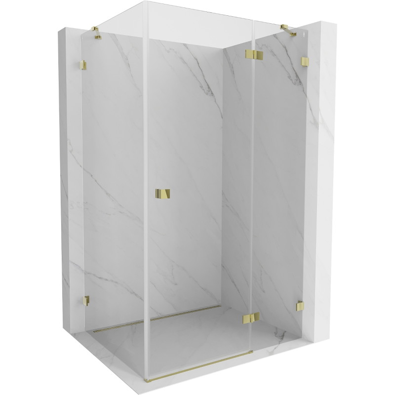 Mexen Lunar dušinurk, parempoolne 90 x 80 cm, läbipaistev, kuldne - 834-090-080-50-00-P
