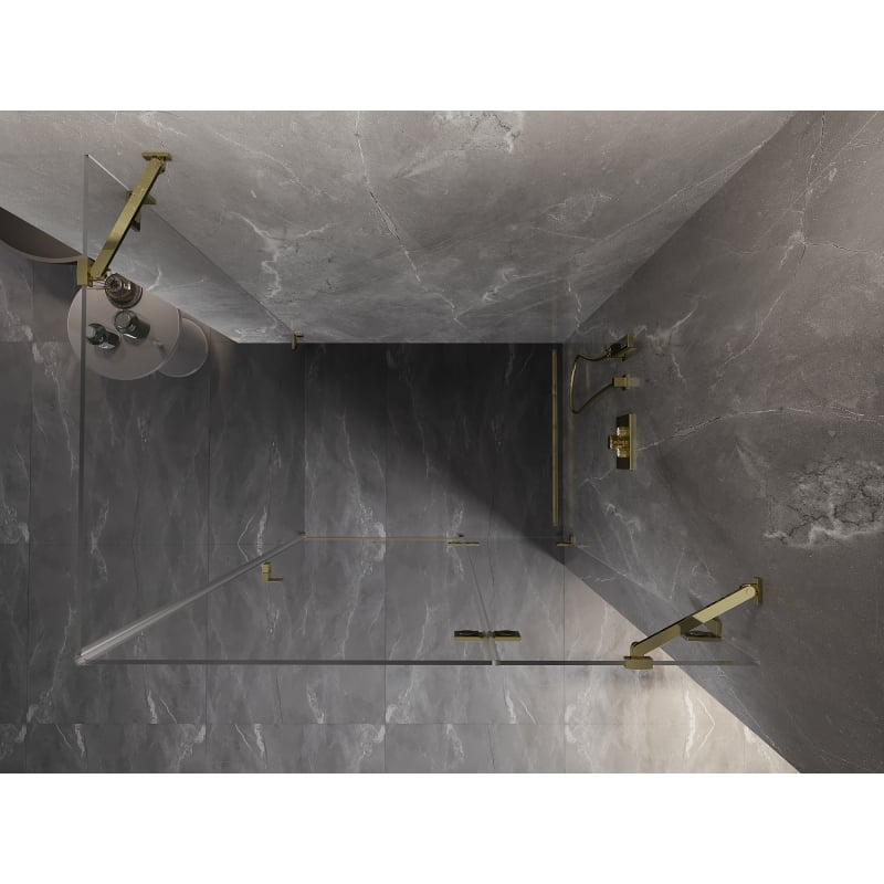 Mexen Lunar dušinurk, parempoolne 90 x 80 cm, läbipaistev, kuldne - 834-090-080-50-00-P