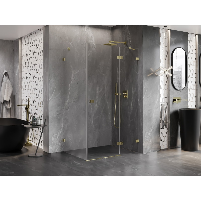 Mexen Lunar dušinurk parempoolne 95 x 90 cm, läbipaistev, kuldne - 834-095-090-50-00-P