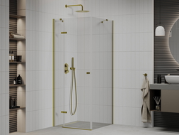 Mexen Roma cabine de douche pivotante 90 x 90 cm, transparent, or - 854-090-090-50-00