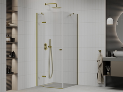 Mexen Roma douchecabine draaideur 90 x 90 cm, transparant, goud - 854-090-090-50-00