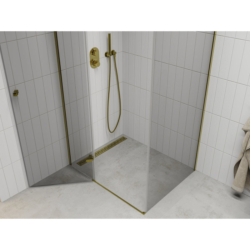 Mexen Roma Duschkabinn opklappbar 70 x 80 cm, transparent, goud - 854-070-080-50-00