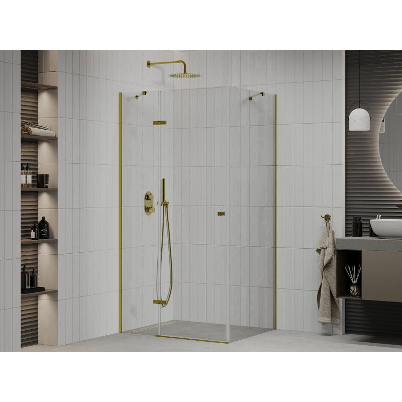 Mexen Roma cabina doccia angolare 70 x 100 cm, trasparente, oro - 854-070-100-50-00