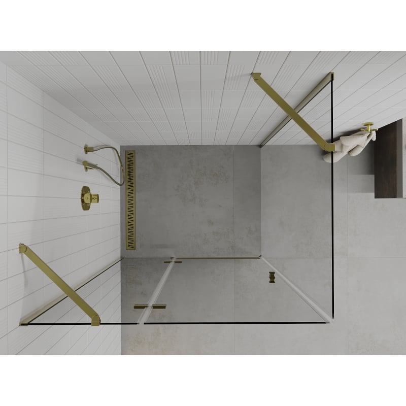 Mexen Roma 80 x 90 cm Swing Shower Enclosure, Transparent, Gold - 854-080-090-50-00