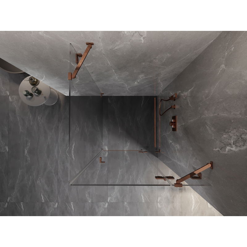 Mexen Lunar cabine de duche de abrir para a direita 80 x 80 cm, transparente, ouro rosa - 834-080-080-60-00-P