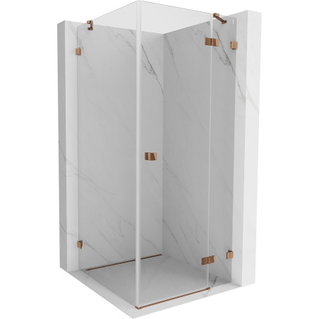 Mexen Lunar dušinurk, hingedega parempoolne 90 x 90 cm, läbipaistev, roosakuldne - 834-090-090-60-00-P