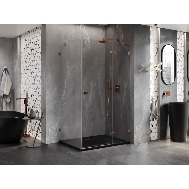 Mexen Lunar tuš kabina s desnim vratima 95 x 90 cm, prozirna, ružičasto zlato - 834-095-090-60-00-P