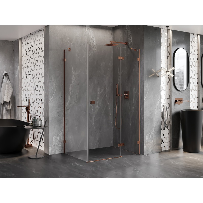 Mexen Lunar tuš kabina s desnim vratima 95 x 90 cm, prozirna, ružičasto zlato - 834-095-090-60-00-P