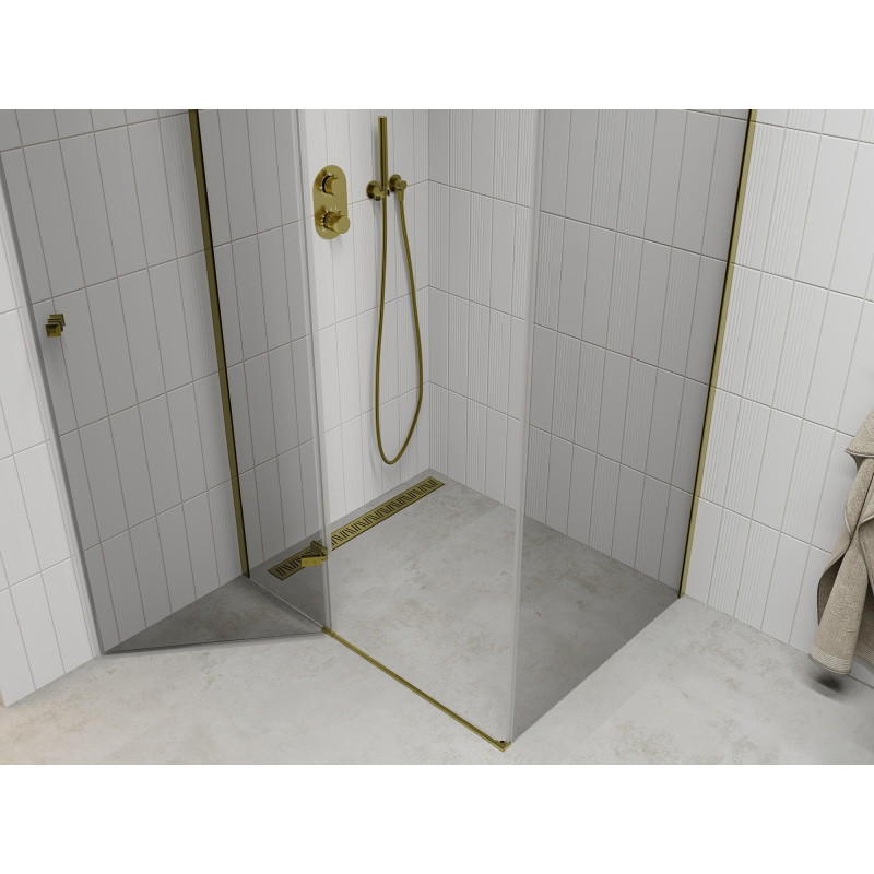 Mexen Roma preklopna tuš kabina 90 x 80 cm, prozirna, zlatna - 854-090-080-50-00