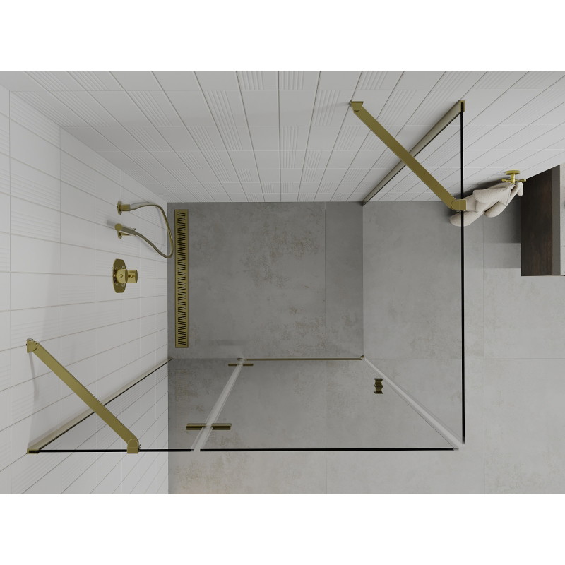 Mexen Roma preklopna tuš kabina 90 x 80 cm, prozirna, zlatna - 854-090-080-50-00