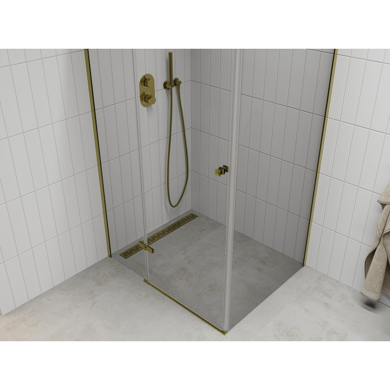 Mexen Roma preklopna tuš kabina 90 x 80 cm, prozirna, zlatna - 854-090-080-50-00