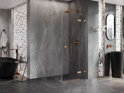 Mexen Lunar prha pridejna prha desna 80 x 80 cm, prozorna, mat bronasta - 834-080-080-65-00-P