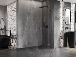 Mexen Lunar cabine de douche pivotante droite 100 x 100 cm, transparent, gris pistolet brossé - 834-100-100-66-00-P