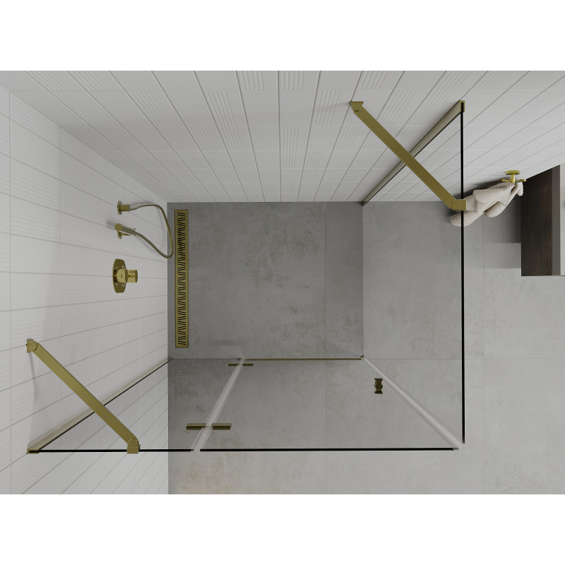 Mexen Roma cabine de douche pivotante 110 x 100 cm, transparent, or - 854-110-100-50-00