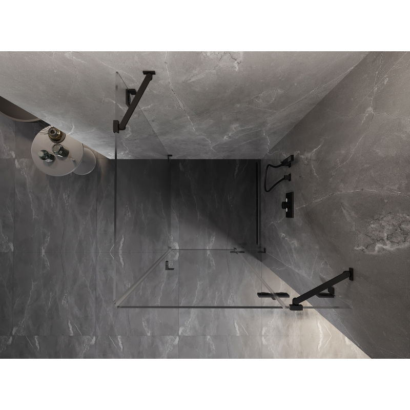 Mexen Lunar δεξιά πτυσσόμενη καμπίνα ντους 70 x 70 cm, διαφανής, μαύρη