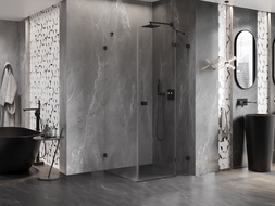 Mexen Lunar cabine de douche pivotante droite 80 x 80 cm, transparent, noire - 834-080-080-70-00-P