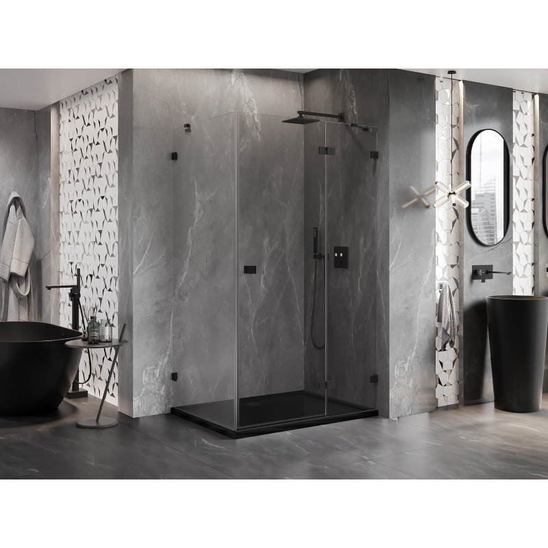 Mexen Lunar dušinurk tiibuks (parem) 85 x 80 cm, läbipaistev, must - 834-085-080-70-00-P