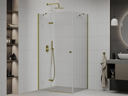 Mexen Roma Duschkabine zum Öffnen 120 x 90 cm, transparent, gold - 854-120-090-50-00