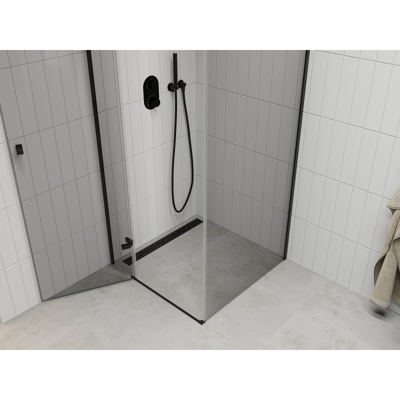 Mexen Roma cabine de douche pivotante 70 x 70 cm, transparente, noire - 854-070-070-70-00