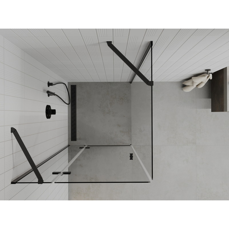 Mexen Roma pivot shower enclosure 70 x 70 cm, transparent, black - 854-070-070-70-00
