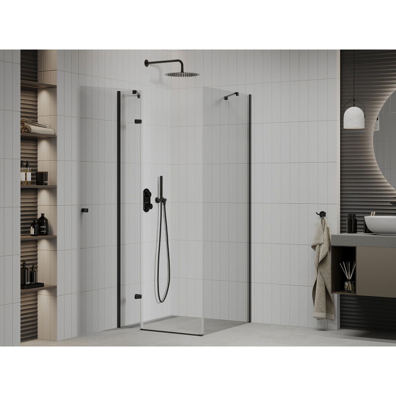Mexen Roma cabina doccia a battente 70 x 70 cm, trasparente, nera - 854-070-070-70-00