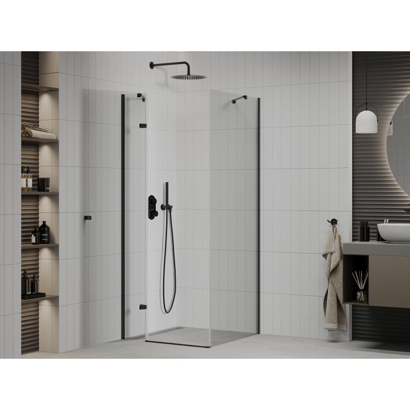 Mexen Roma 80 x 80 cm Hinged Shower Enclosure, Transparent, Black - 854-080-080-70-00