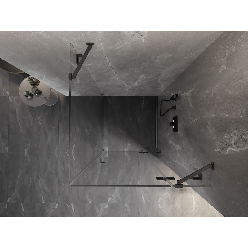 Mexen Lunar dušinurk, parempoolne 80 x 80 cm, läbipaistev, relvmetall - 834-080-080-95-00-P
