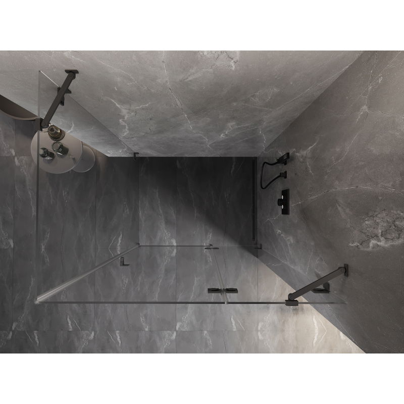 Mexen Lunar cabine de duche de abrir à direita 100 x 80 cm, transparente, metal gun - 834-100-080-95-00-P