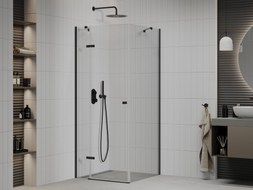 Mexen Roma swing shower cabin 100 x 100 cm, transparent, black - 854-100-100-70-00