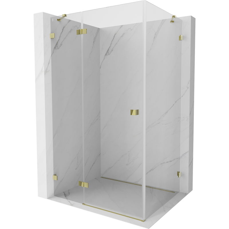 Mexen Lunar Duschkabine, links anschlagbar, 95 x 70 cm, transparent, gold - 834-095-070-50-00-L