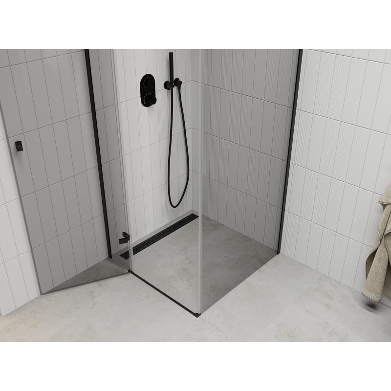 Mexen Roma 100 x 100 cm Hinged Shower Enclosure, Transparent, Black - 854-100-100-70-00