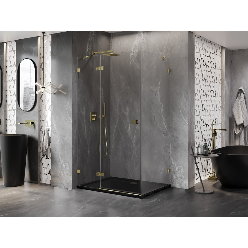 Mexen Lunar dušinurk vasakpoolne 95 x 80 cm, läbipaistev, kuldne - 834-095-080-50-00-L