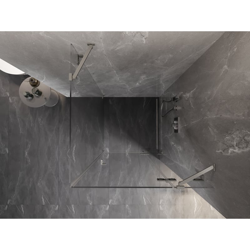 Mexen Lunar cabine de duche de porta de batente direita 80 x 80 cm, transparente, níquel escovado - 834-080-080-97-00-P