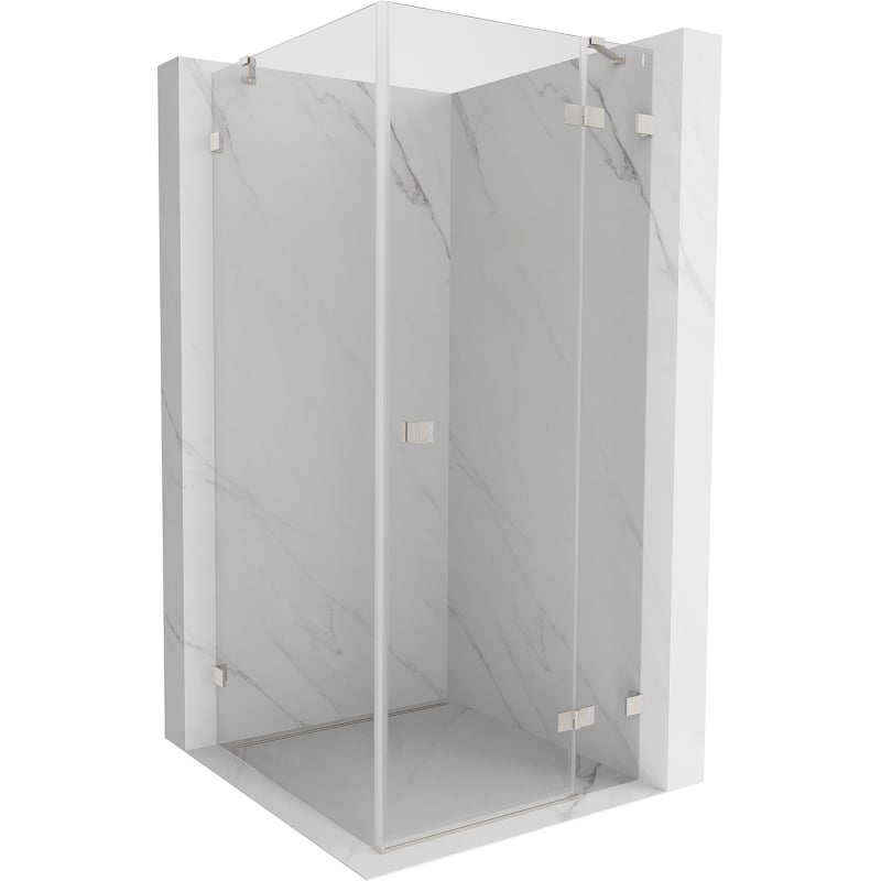 Mexen Lunar Duschkabine rechts öffnend 100 x 100 cm, transparent, gebürsteter Nickel - 834-100-100-97-00-P