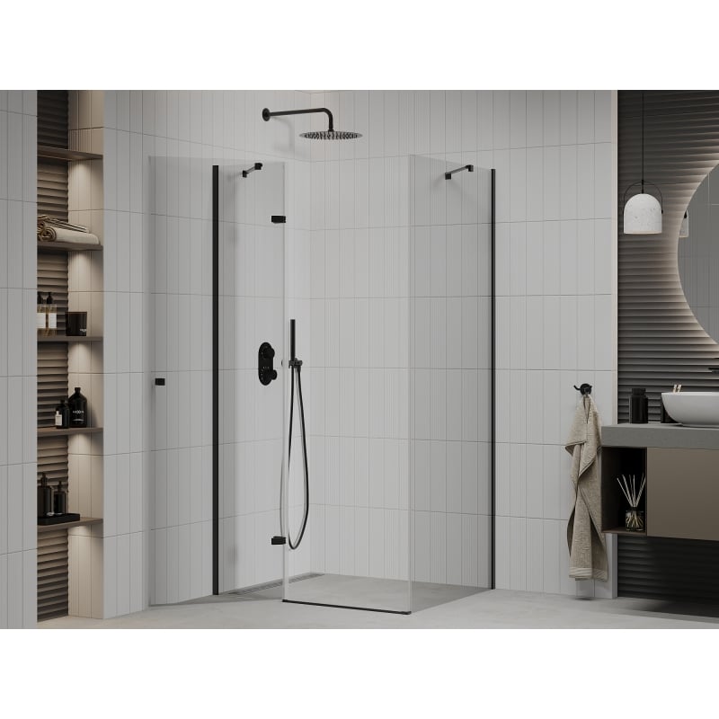 Mexen Roma kabina prysznicowa uchylna 80 x 100 cm, transparent, czarna - 854-080-100-70-00