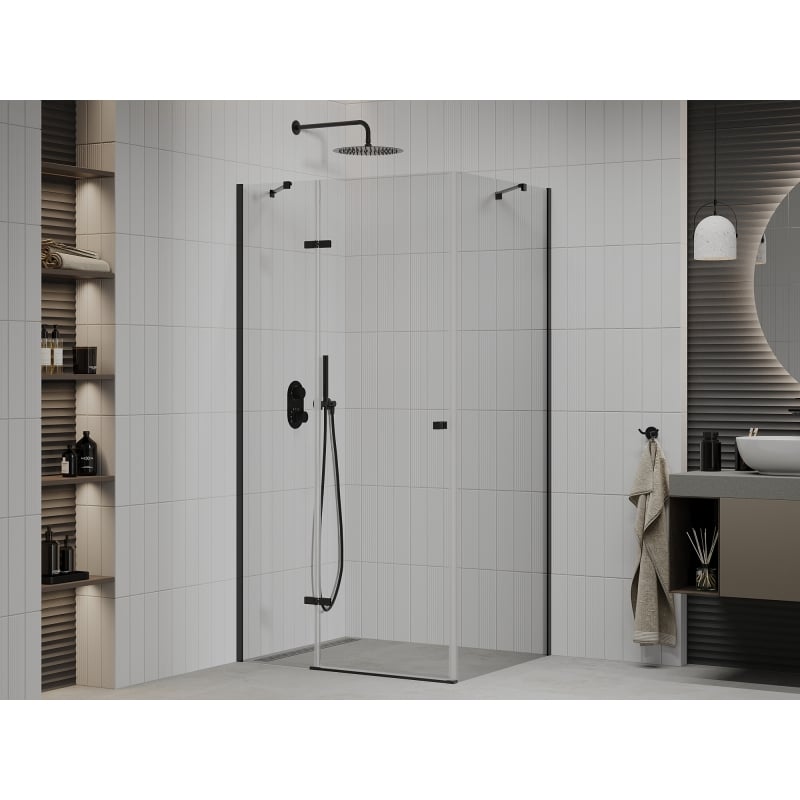 Mexen Roma kabina prysznicowa uchylna 80 x 100 cm, transparent, czarna - 854-080-100-70-00