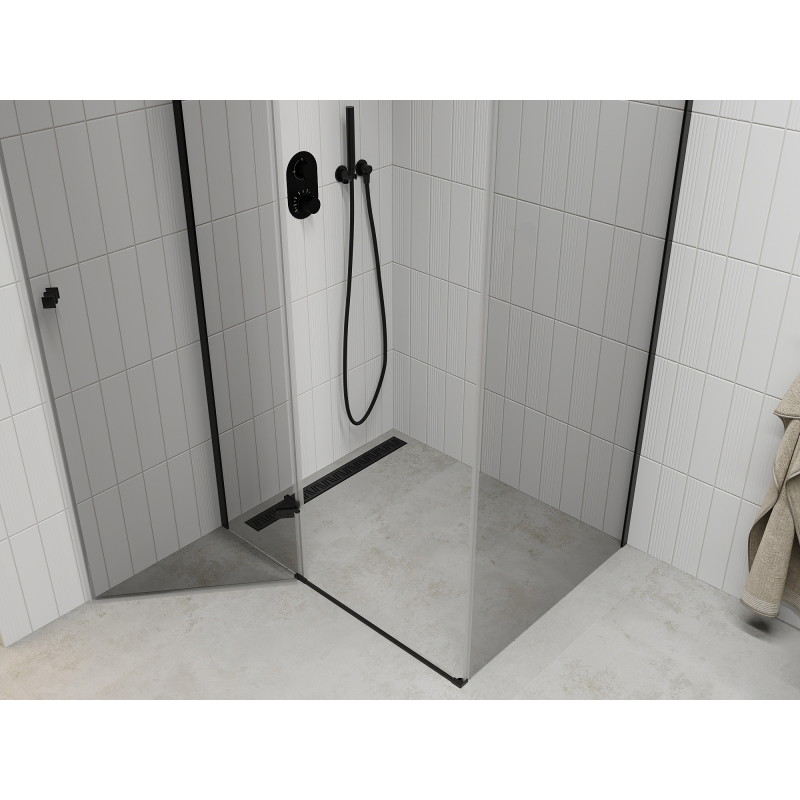 Mexen Roma preklopna tuš kabina 90 x 70 cm, prozirna, crna - 854-090-070-70-00