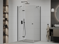 Mexen Roma swing shower cabin 90 x 100 cm, transparent, black - 854-090-100-70-00