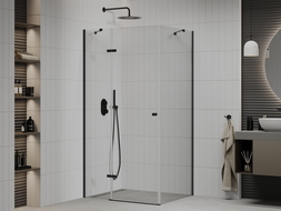 Mexen Roma 90 x 110 cm Hinged Shower Enclosure, Transparent, Black - 854-090-110-70-00