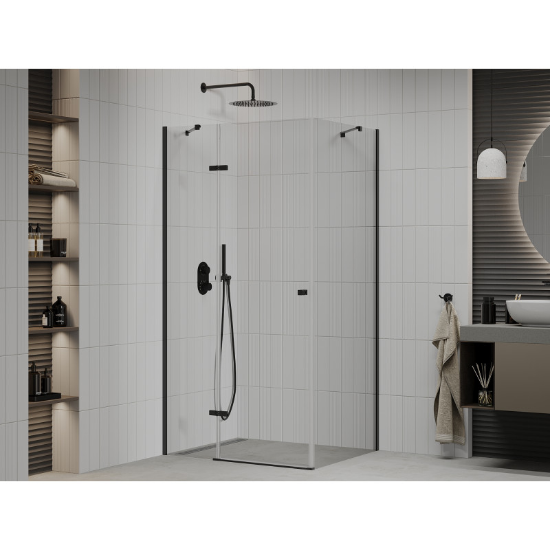 Mexen Roma cabine de douche à charnière 100 x 110 cm, transparente, noire - 854-100-110-70-00