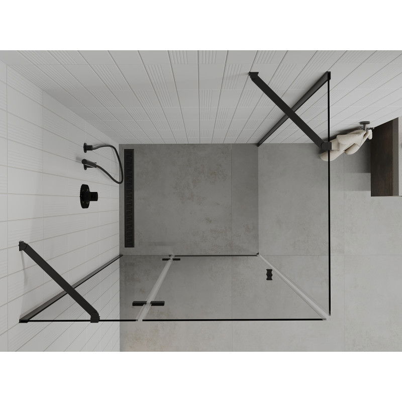 Mexen Roma cabine de douche pivotante 120 x 80 cm, transparente, noire - 854-120-080-70-00