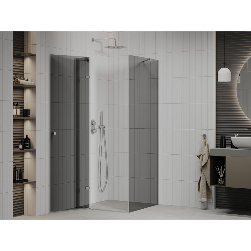 Mexen Roma Pivot-Duschkabine 70 x 70 cm, Graphit, Chrom - 854-070-070-01-40