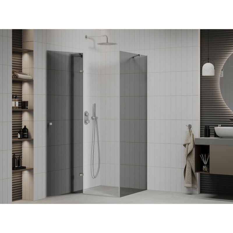 Mexen Roma shower cabin swinging 70 x 70 cm, graphite, chrome - 854-070-070-01-40