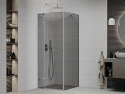 Mexen Roma 80 x 80 cm Hinged Shower Enclosure, Graphite, Chrome - 854-080-080-01-40