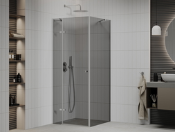 Mexen Roma douchecabine scharnierend 80 x 80 cm, grafiet, chroom - 854-080-080-01-40